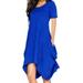 UKAP Women Summer Dress Crew Neck Boyfriend Elegant Party Tunic Top Dress Slim-Fit Shortsleeve Cocktail Midi Dress Blue 5XL(US 22-24)