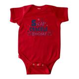 Inktastic 4th of July Snap Crackle Boom with Red and White Fireworks Infant Creeper Unisex, Red, Newborn