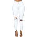 Women's Stretch Ripped Casual Jeggings Plain Denim Jeans Trousers Skinny Pants