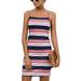 UKAP Women Summer Casual Cami Dress Striped Printed Adjustable Straps Comfy Sundress Evening Cocktail Party Mini Dress