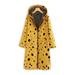 Jocestyle Dots Printed Women Hooded Coat Fleece Long Sleeve Outerwear (Yellow 4XL)
