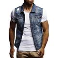 Mnycxen Men'S Autumn Winter Destroyed Vintage Denim Jacket Waistcoat Blouse Vest Top