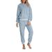 TSEXIEFOOFU WomenÂ´s Fleece 2 Pcs Clothes Sets, Long Sleeve Pullover + Long Pant Outfits