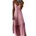 Ladies Spaghetti Strap Maxi Dress Casual Oversized Summer Sleeveless Sundress Party Holiday V Neck Long Dress Womens Gradient Tie Dye Boho Dress