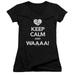 I Love Lucy - Keep Calm Waaa - Juniors Cap Sleeve V-Neck Shirt - Small