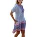 T Shirts Dresses for Women Casual Loose Pocket Shift Dress Boho Floral Print Midi Dress Ladies Short Sleeve V Neck Tunic Dress Beach Cover Ups