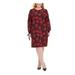 TOMMY HILFIGER Womens Red Floral Long Sleeve Jewel Neck Below The Knee Sheath Wear To Work Dress Size 20W