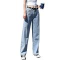 Yejaeka LM Women's denim Wide-leg Pants Loose High-waisted Straight-leg Pants