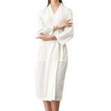 Couple Pajamas Robe Women Men 3/4 Sleeve Lounge Bathrobe Nightwear Solid Color Pjs Kimono Bath Robe
