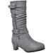 Toddler & Youth Zipper Trim Heeled Mid Calf Boot Gray Size 11