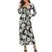 Boho Maxi Dresses for Women Casual Split Flowy Maxi Dress With Pockets Ladies Summer Beach Holiday Party Sundress Long Sleeve Wrap Dress Button Down Lace Up