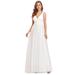 Ever-Pretty Women's Elegant Sleeveless Appliqued Tulle Maxi Formal Evening Dress 00789 White US4