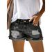 Sidefeel Women's Rolled Cuff Jean Shorts Distressed Ripped Mid Rise Washed Denim Shorts S 4-6