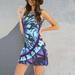 Summer Sleeveless Round Neck Three-dimensional Printing Dress Women