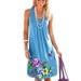 Plus Size Women Floral Sleeveless Summer Shift Midi Dress Casual Loose Sundress