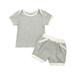 Canis Infant Baby Girl Boy Solid Color Shorts Set,Short Sleeve Shirt Tops+Shorts Outfit 2Pcs Summer Clothes