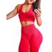Avamo Yoga Workout Fitness Shaper Tracksuit Activewear For Women Seamless Yoga Set Ladies Tummy Control Workout Yoga Pants Add Gym Yoga Workout Run Fitness Shaper Vest Crop Top 2 Pcs