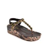 SHOE REPUBLIC LA Womenâ€™s Studded T Strap Open Toe Sandals Arch Support Platform Wedge Colista Snake Size 6.5