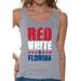 Awkward Styles Red White & Florida Tank Top for Women Florida Sleeveless Shirts 4th of July Tank Tops Women's America Flag Tank USA Women's Tank Top American Women Gifts from Florida Patriots Tank Top