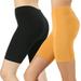 Womens & Plus Soft Cotton Stretch Mid Thigh Length Leggings Fitness Sport Biker Shorts (2PK: BLACK/ASH MUSTARD, S)