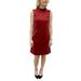 Donna Ricco Women's Mock Neck Faux Suede Sheath Dress with Front Pockets Wine 14