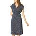 Allegra K Junior's Floral Ruffle Trim Cuff V Neck Belt Midi Wrap Dress