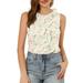 Allegra K Women's Ruffle Chiffon Sleeveless Floral Top