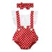 One Opening Newborn Baby Girl Polka Dot Print Flower Fly Sleeve Headband 2Pcs