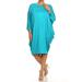 Women's Plus Size Trendy Style 3/4 Dolman Sleeve Solid Dress