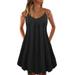 Women Plain Sleeveless Smocked Slip Dress Beach Holiday Mini Dresses