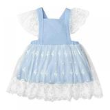 Kids Summer Cotton Lace Gauze Embroidered Vest Skirt