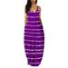 Colisha Womens Casual Sleeveless Plus Size Loose Striped Long Maxi Dress with Pocket Ladies Strappy V Neck Summer Beach Maxi Long Dress
