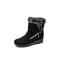 Wazshop Womens Mid Calf Fur Warm Grip Sole Snow Boots Ladies Fashion Winter Shoes US 4.5-11