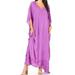 Sakkas Favi Womens Casual Long Maxi Dress Caftan Cover Up Loungewear in Rayon - Purple - One Size Regular