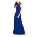 TEEZE ME Womens Blue Zippered Sleeveless Halter Full-Length Fit + Flare Evening Dress Size 9\10