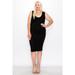 MOA COLLECTION Women's Plus Size Casual Stretch Scoop Neck Sleeveless Solid Midi Dress