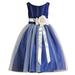 sweet kids girls royal blue floral accent junior bridesmaid dress 7-12