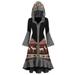 Mnycxen Women'S Dress Womens Plus Size Christmas Elk Hooded High Low Flounce Hem Knitted Dress