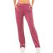 LELINTA Women's Big and Tall Open Bottom Leg Solid Velvet Sweatpant, Red, S-2XL