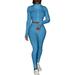 Women's Tracksuit 2PCS Set Spring Fall Casual Sexy Slim Long Sleeve Ribbed Navel Tops Teen Pencil Trousers Pant Workout Set