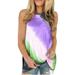 Niuer Women Summer Tie Knot Tank Tops Sleeveless Tie Dye Print Tops Shirts Ladies Round Neck T-shirt