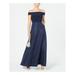 ADRIANNA PAPELL Womens Navy Short Sleeve Off Shoulder Maxi Sheath Evening Dress Size 4