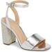 Lauren Lorraine Crystal-encrusted Block Heel Sandals Silver