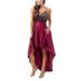 YINKUU Women Elegant V Neck Sequins Beaded Satin Wedding Bridesmaid Dress