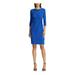 RALPH LAUREN Womens Blue Solid 3/4 Sleeve Jewel Neck Above The Knee Sheath Cocktail Dress Size 10