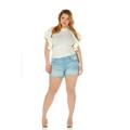 Cover Girl Jeans Womens Denim Shorts Mid Rise Blue Washes with Stretch Plus Size 19\20 Electric Blue (3.5" Inseam)