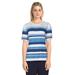 Alfred Dunner Womens Plus-Size Gradient Stripe Short Sleeve Lightweight Jewel Neck Sweater