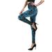 Lumento Women High Waist Jeans Denim Printed Leggings Skinny Seamless Stretchy Skinny Pencil Pants Light Blue S