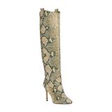 Vince Camuto Kervana Embossed Pull-on Pointed toe Knee High Leather Boot NATURAL (7.5, NATURAL)