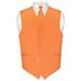 Men's Dress Vest & Skinny NeckTie Solid Orange Color 2.5" Neck Tie Set